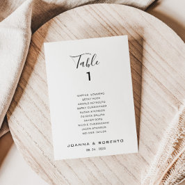 Invitación Caligrafía Tabla formal Número 1 Tabla de asientos