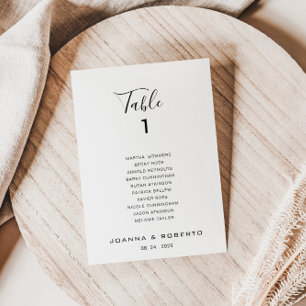 Invitación Caligrafía Tabla formal Número 1 Tabla de asientos