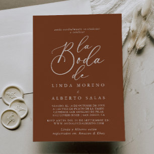 Invitación Caligrafía Terracota formal La Boda de Boda