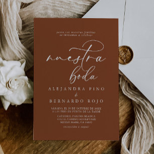 Invitación Caligrafía Terracota formal Nuestra Boda Boda