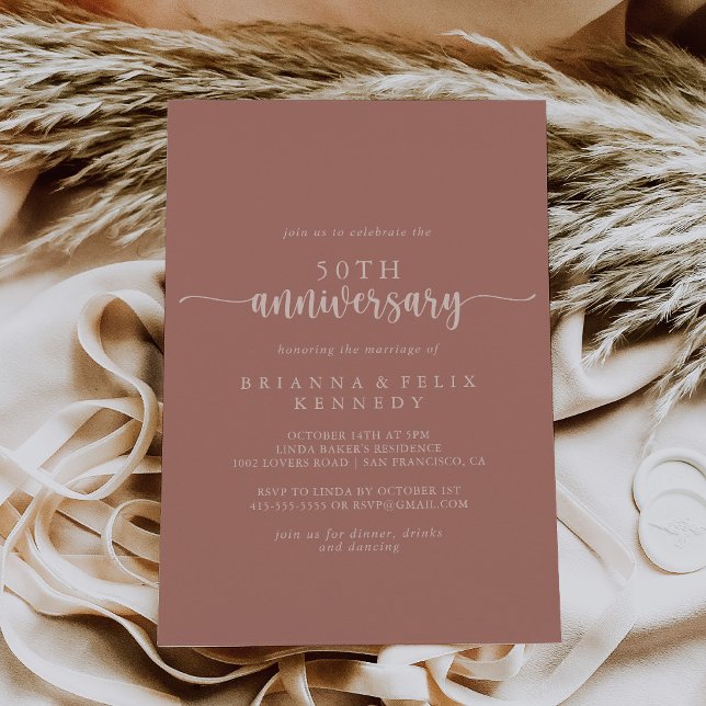 Invitación Caligrafía Terracotta 50 aniversario Boda (Subido por el creador)