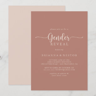 Invitación Caligrafía Terracotta Género revelar Fiesta