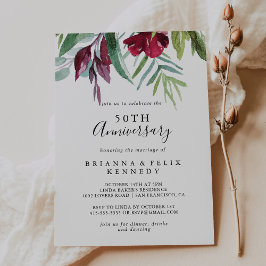 Invitación Caligrafía Tropical 50 Aniversario de Boda
