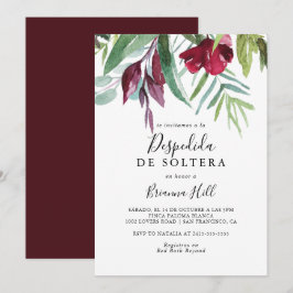 Invitación Caligrafía Tropical Floral Española Ducha de Novia