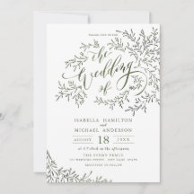 Caligrafía verde sabio boda floral rústico