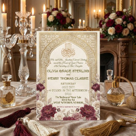 Invitación Caligrafía vintage Bismillah con arco arabesco