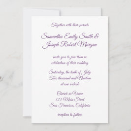 Invitación Caligrafía violeta púrpura