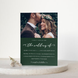 Invitación Caligrafía y fotografía de Bodas verdes forestales