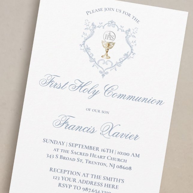 Invitación Cáliz Anfitrión cresta azul | Primera Comunión (Subido por el creador)
