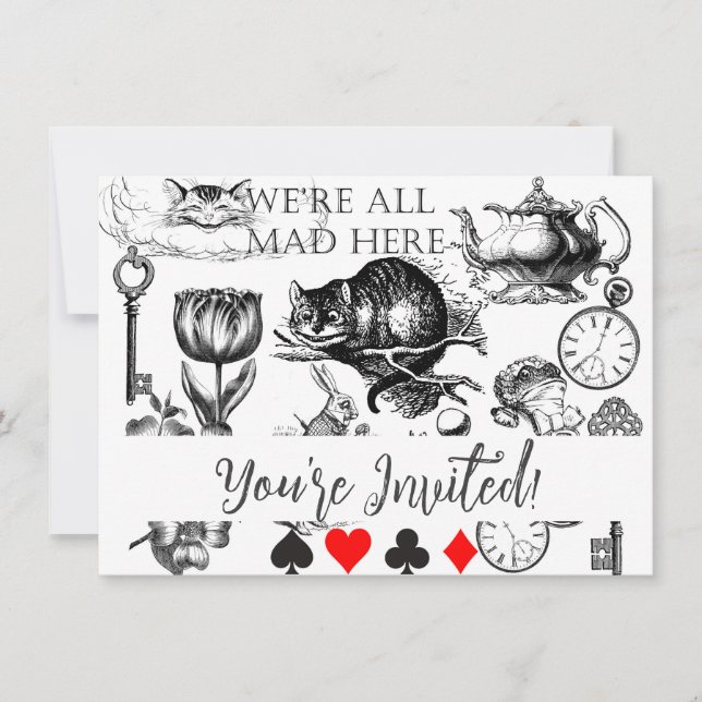 Invitación Cáliz clásico del gato de Cheshire en wonderland m (Anverso)