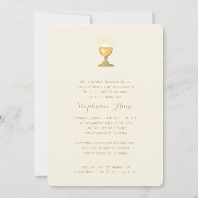 Invitación Cáliz de comunión (Anverso)