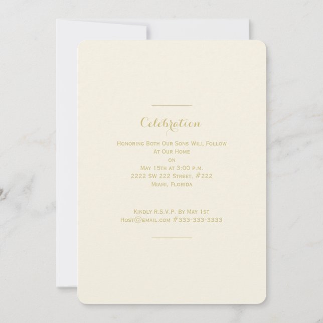 Invitación Cáliz de confirmación y comunicación (Reverso)