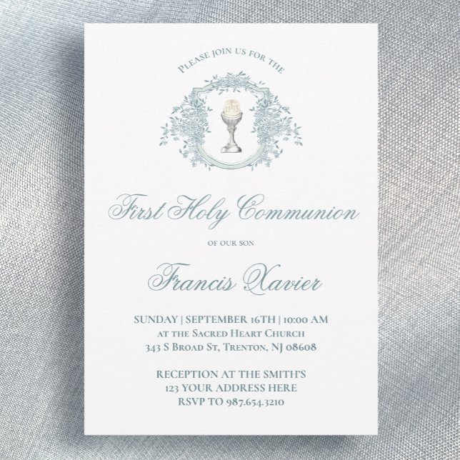 Invitación cáliz de cresta azul | Primera Comunión (Subido por el creador)