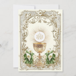 Invitación Cáliz de la Primera Comunión Eucaristía Lirio de C
