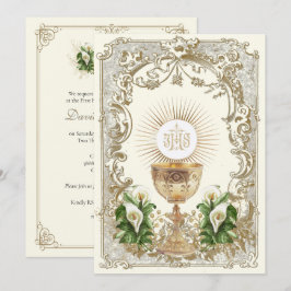 Invitación Cáliz de la Primera Comunión Eucaristía Lirio de C