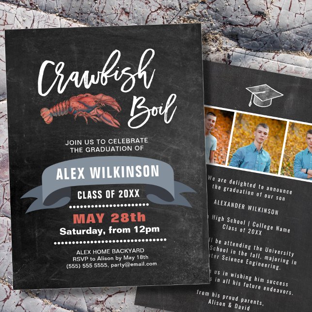 Invitación Calkboard Crawfish Boil 3 Partido de Graduación de (Subido por el creador)