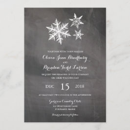 Invitación Calkboard de copas de nieve con escarcha de invier