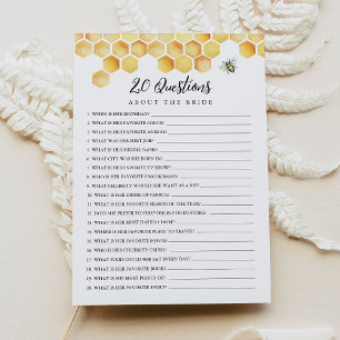 Invitación CALLA Bee 20 preguntas sobre el juego de novias