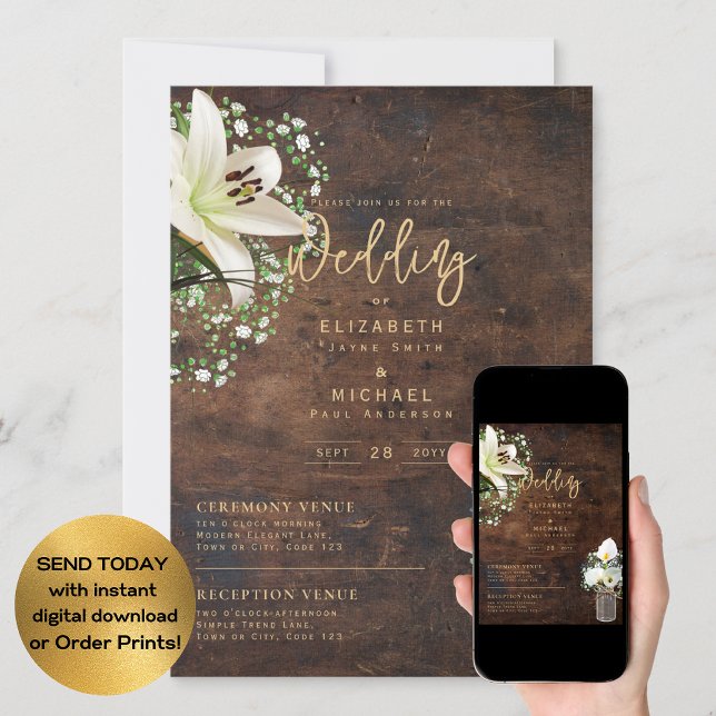 Invitación Calla blanca rusa Lilies Boda floral digital (Subido por el creador)