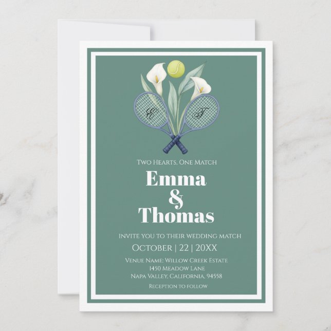 Invitación Calla Lilies, Boda de Tenniscore (Anverso)