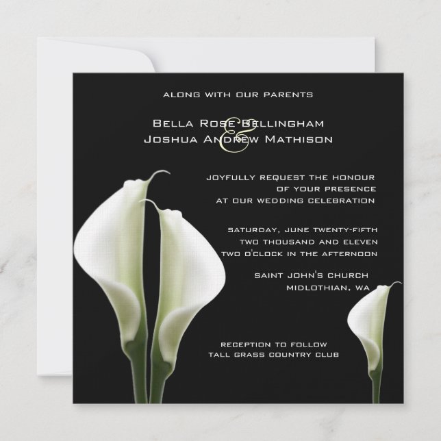Invitación Calla Lilies Wedding Invitation (Anverso)