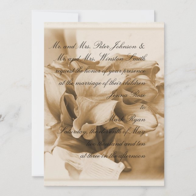 Invitación Calla Lilly (Anverso)