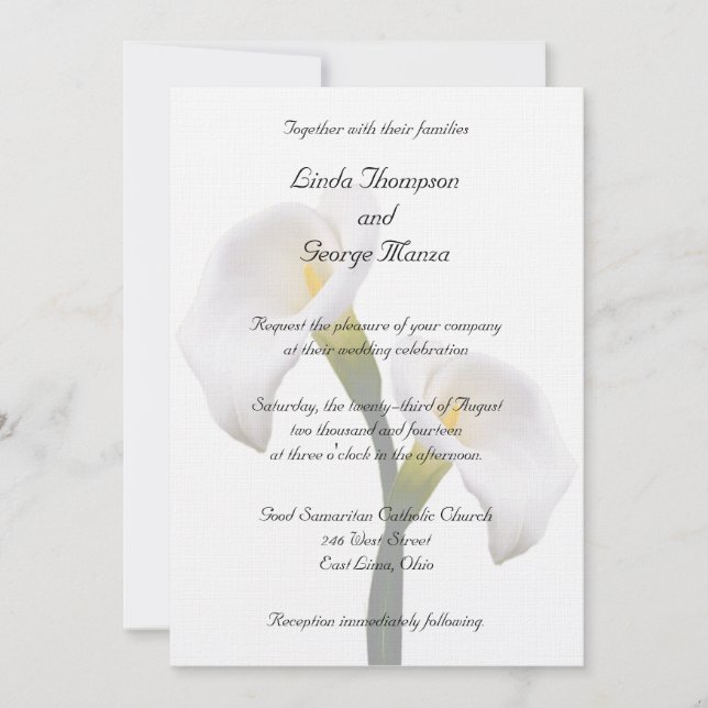Invitación Calla Lilly (Anverso)