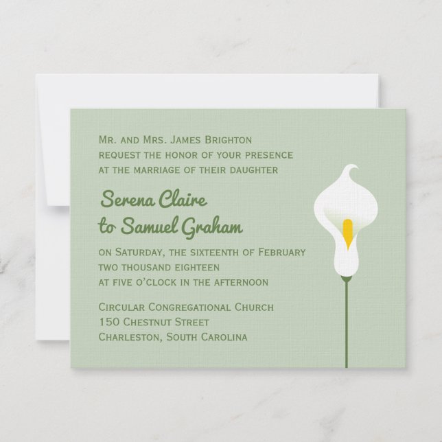 Invitación Calla Lily (Anverso)