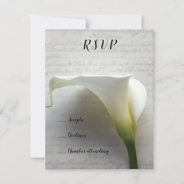 Invitación Calla lily en rsvp de escritura a mano antigua (Anverso)