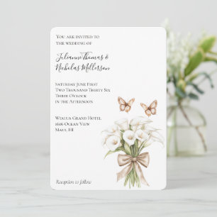 Invitación Calla Lily Floral Butterflies Bow Boda