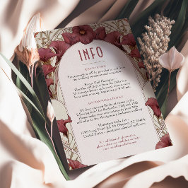 Invitación Calla Lily Insertar INFO Vintage Art Nouveau Mucha