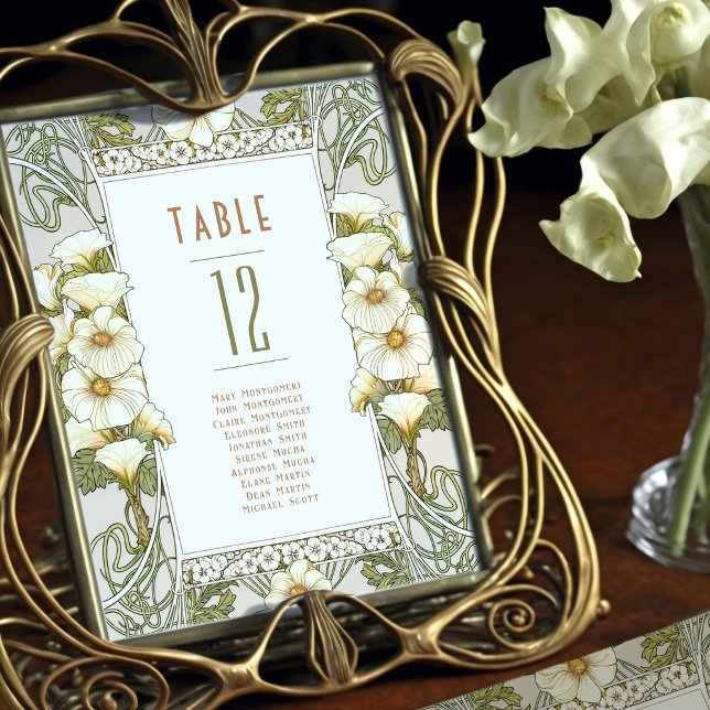 Invitación Calla Lily Table Numbers Art Nouveau Boda (Subido por el creador)