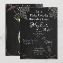 Invitación Calle de copas Piña Colada 21º cumpleaños
