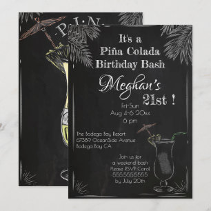 Invitación Calle de copas Piña Colada 21º cumpleaños