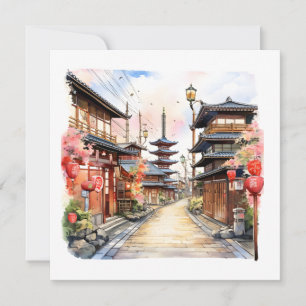 Invitación Calle de Japón color agua dulce