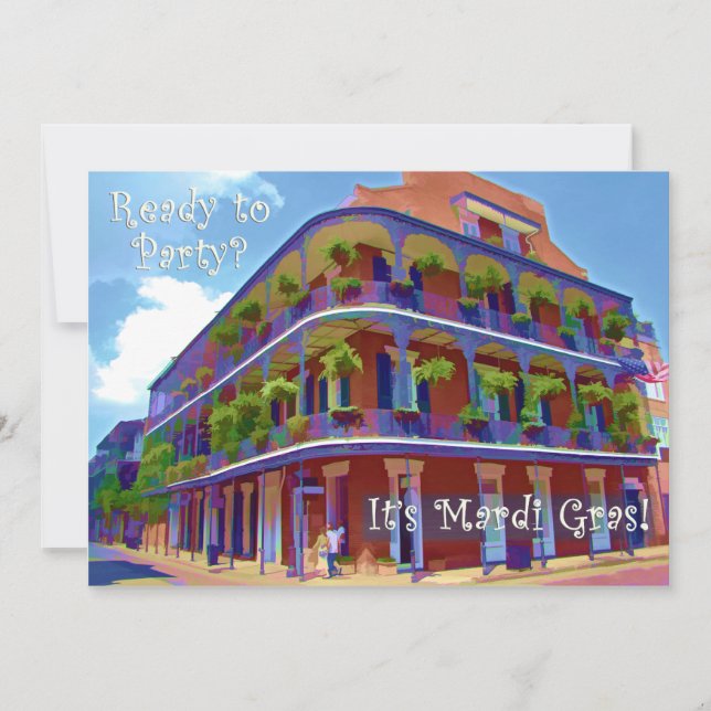 Invitación Calle histórica de New Orleans del carnaval (Anverso)
