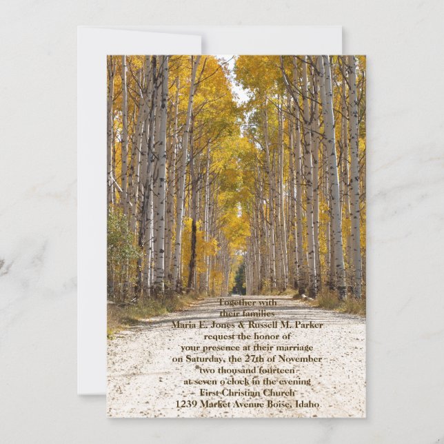Invitación Callejón de Aspen en la boda del otoño (Anverso)