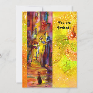 Invitación CALLEJÓN MEDIEVAL POR LA NOCHE EN FLORENCIA,rojo a