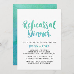 Invitación Calligrafía acuática Cena de ensayo de playa