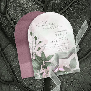 Invitación Calligrafía Arco de malva floral ID771