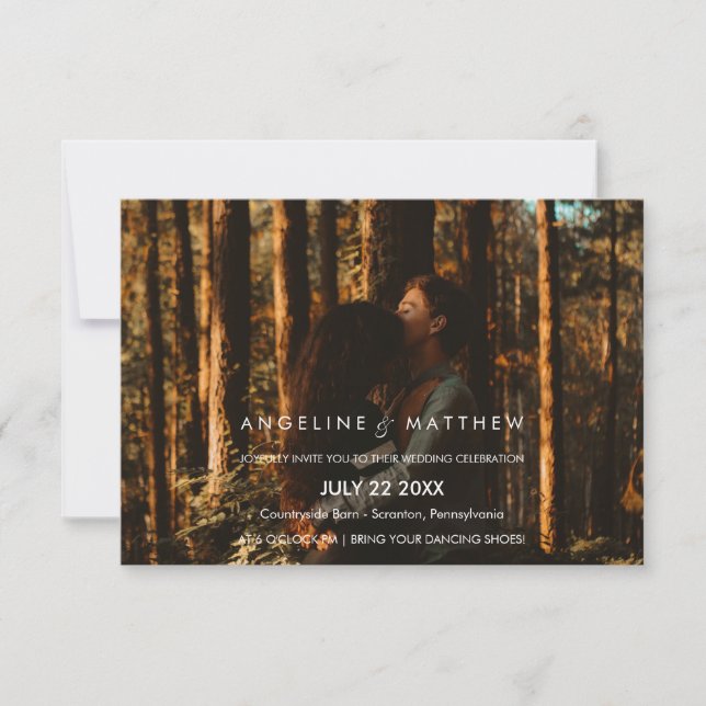 Invitación  Calligrafía caprichosa| Faded Photo del Boda de (Anverso)