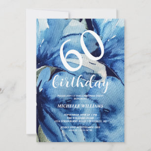 Invitación Calligrafía de arte Indigo Floral