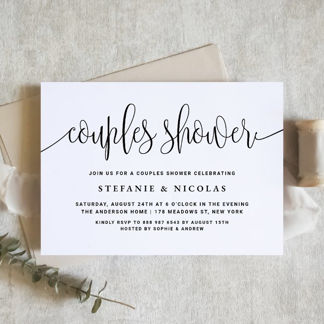 Invitación Calligrafía de Bonito negra y blanca Ducha de pare (Subido por el creador)