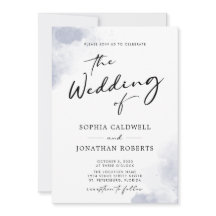 Calligrafía de color azul turbio Boda de código QR