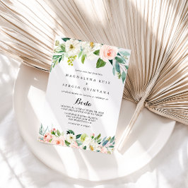 Invitación Calligrafía de follaje floral simple Boda español