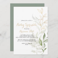 Calligrafía de follaje verde oro Espolvorear bebé