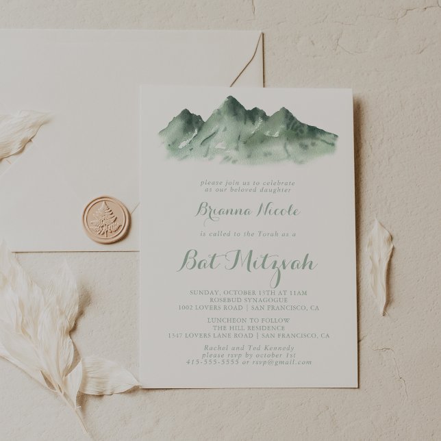 Invitación Calligrafía de Green Mountain Country Bat Mitzvah (Subido por el creador)