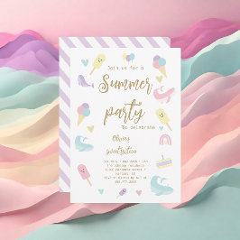 Invitación Calligrafía de helado de verano Fiesta dulce dieci