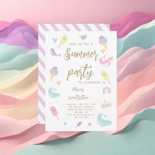 Invitación Calligrafía de helado de verano Fiesta dulce dieci (Subido por el creador)