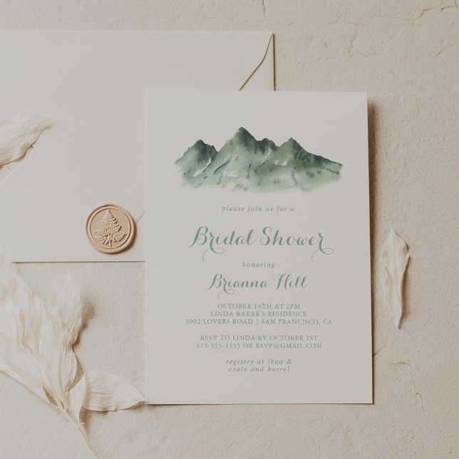 Invitación Calligrafía de la región montañosa verde ducha de  (Subido por el creador)